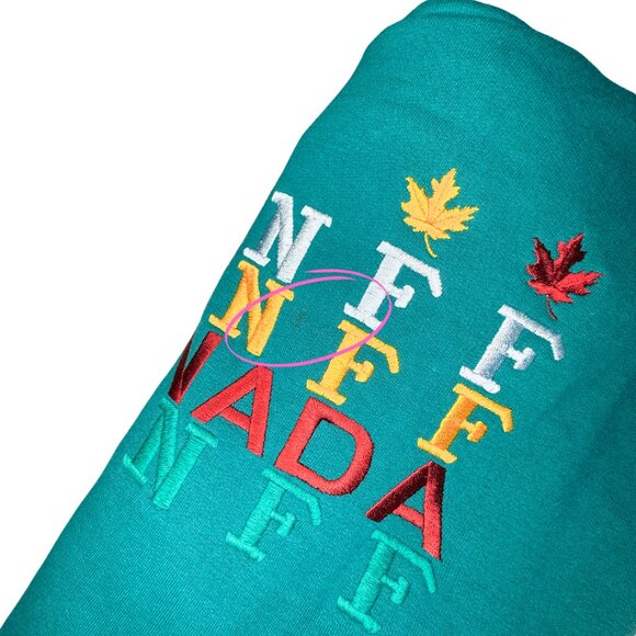 Vintage Banff Canada Sweatshirt Embroidered Ruched Mock Neck Super Shirt Large - Picture 10 of 12